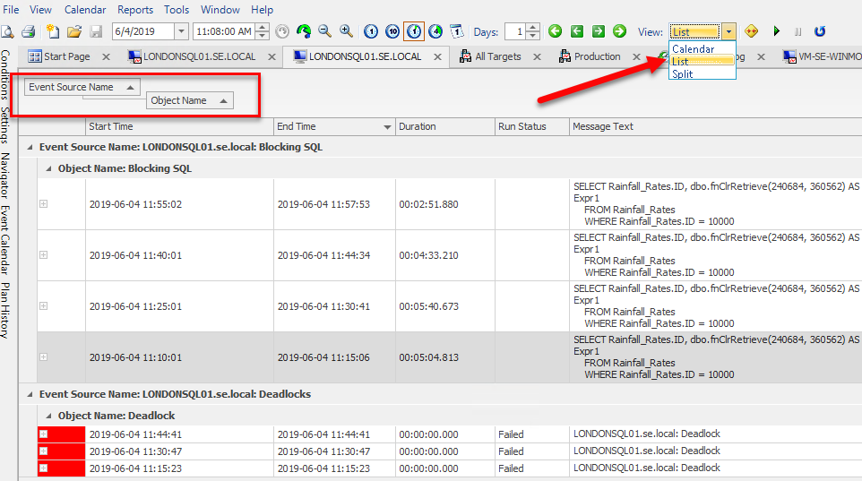 Event Calendar List view